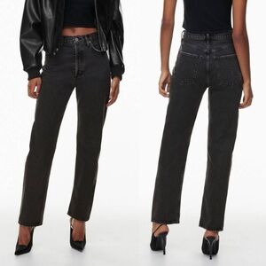 AGOLDE 90’s Pinch Waist High Waisted Straight Leg Denim Jeans Black Tea 22 NWT